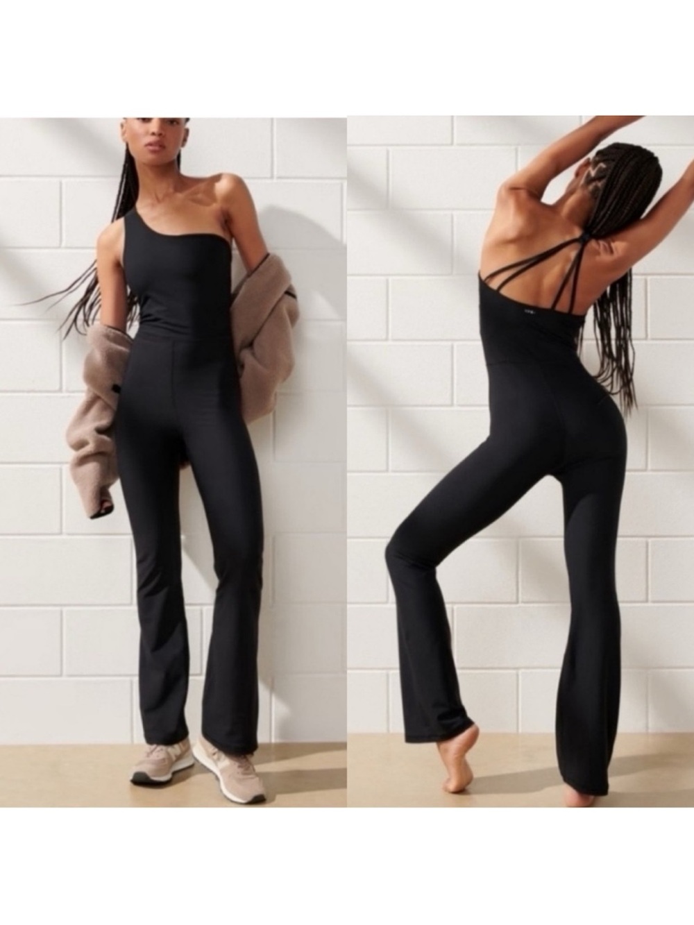 YPB Abercrombie Black sculptLUX Full Length Flare Active Onesie Size Small
